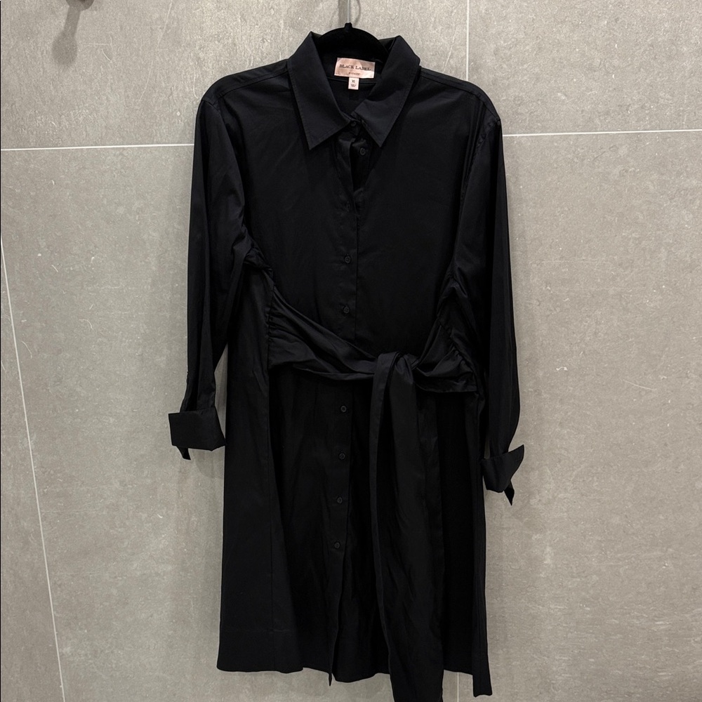 Black Label Classic Black Long Sleeve Dress with Tie belt